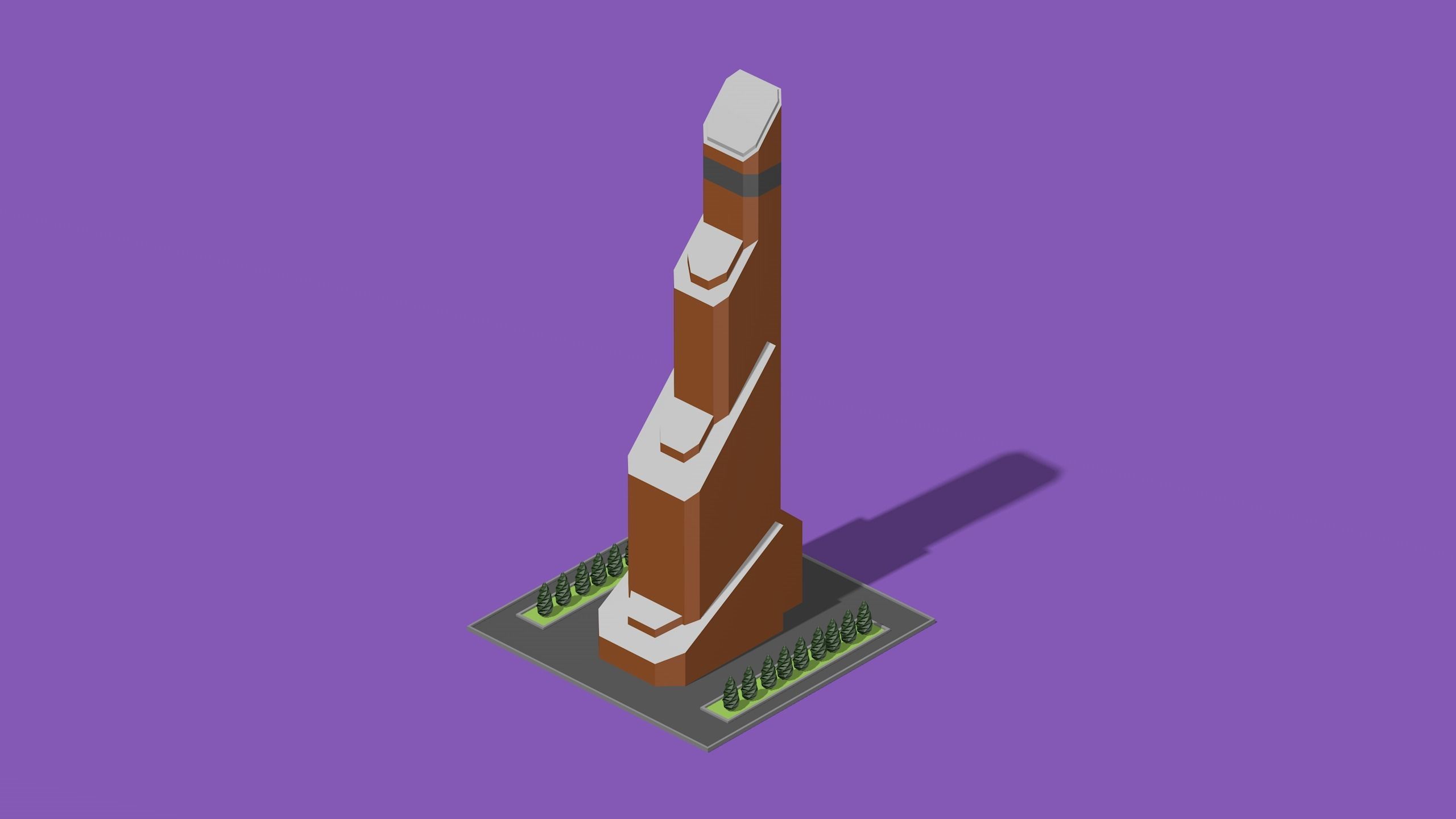 set of cartoon low poly tower models Low-poly 3D model_6