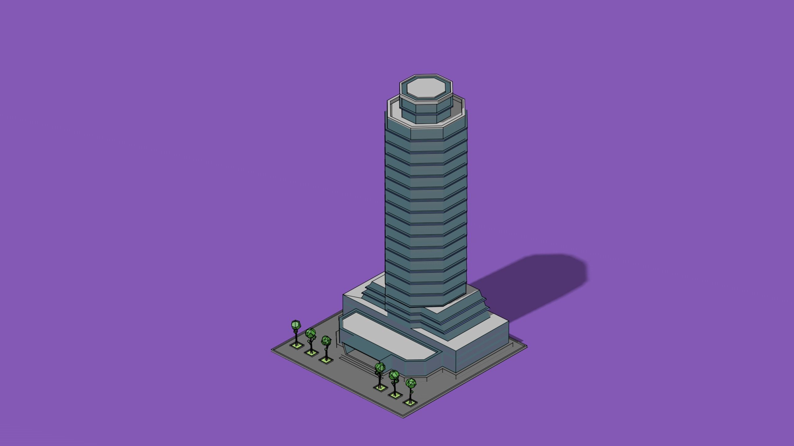 set of cartoon low poly tower models Low-poly 3D model_39