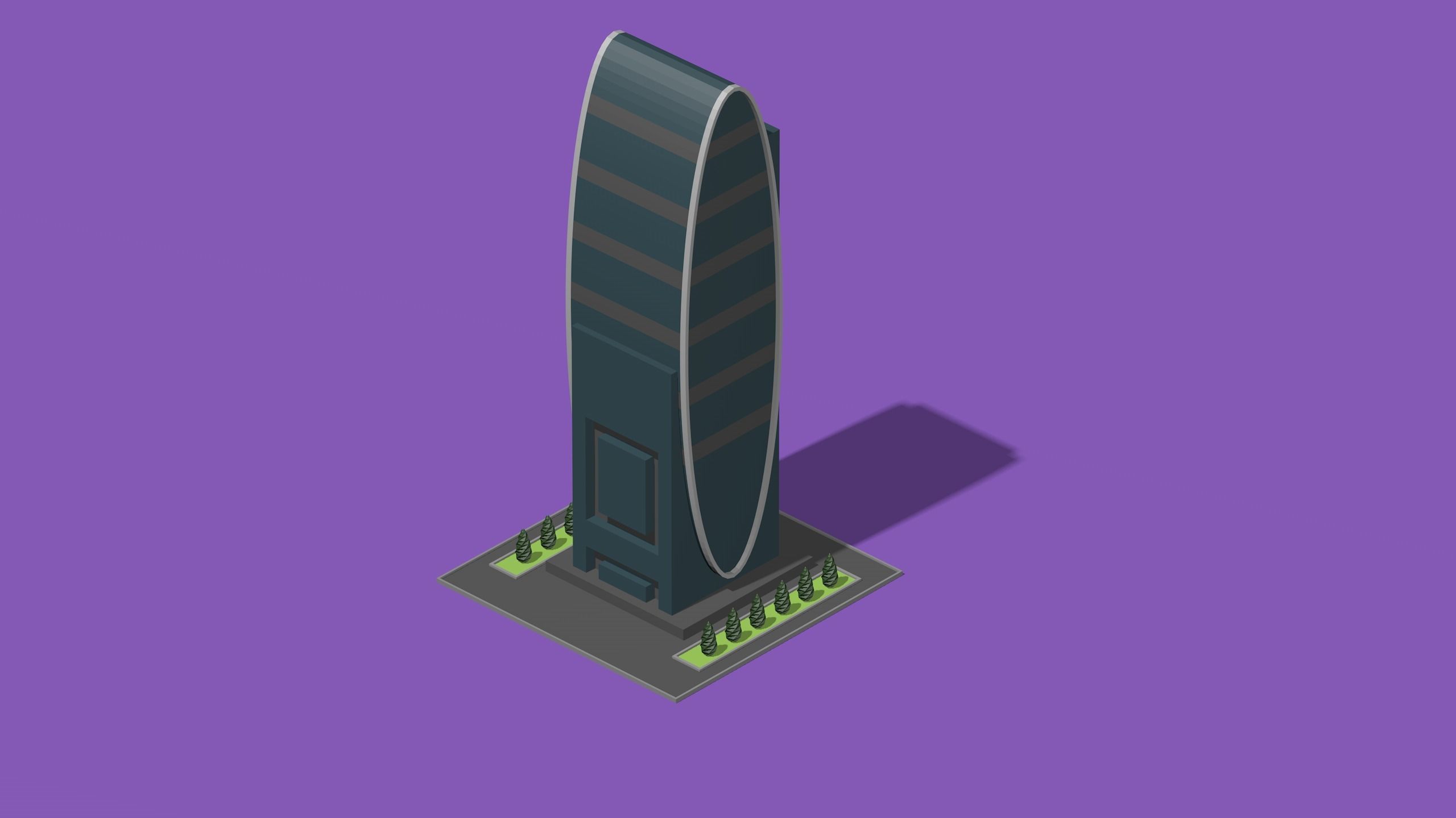 set of cartoon low poly tower models Low-poly 3D model_22