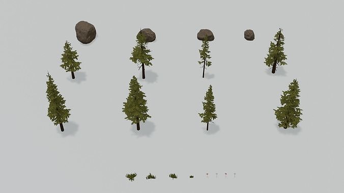 Pine Tree Pack Low-poly 3D model