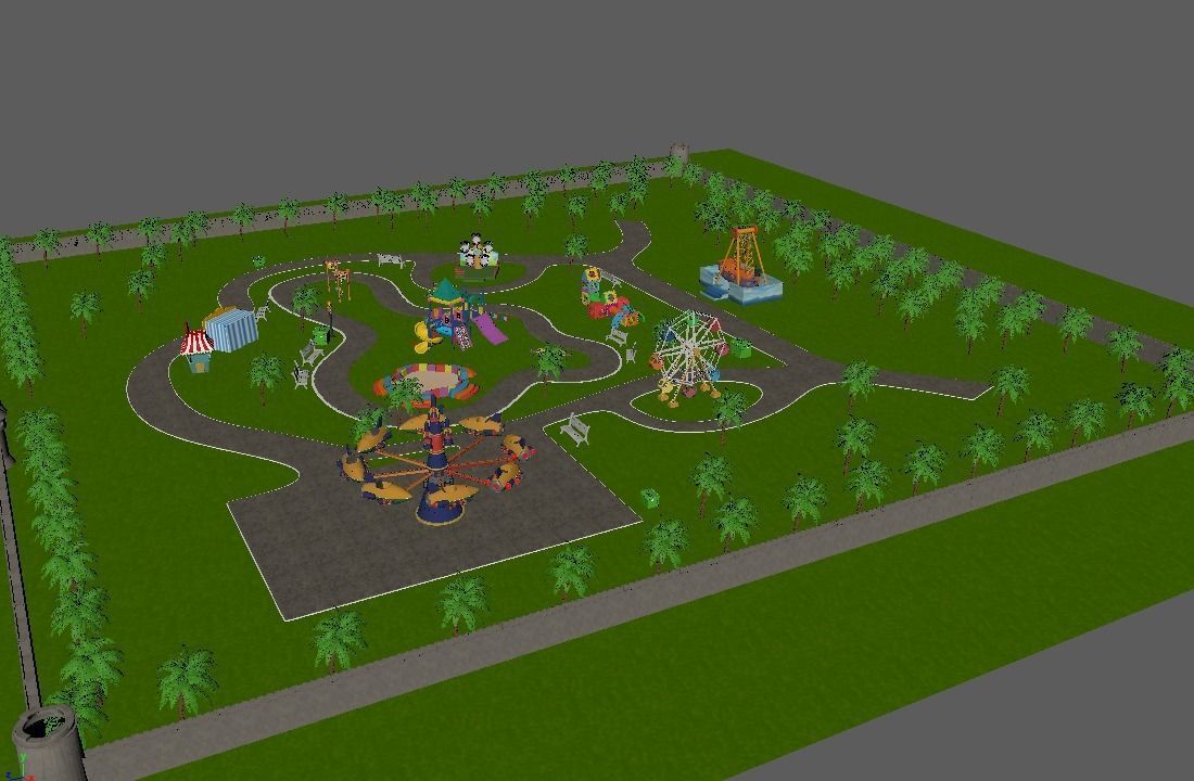 Park cartoon 3D model_4