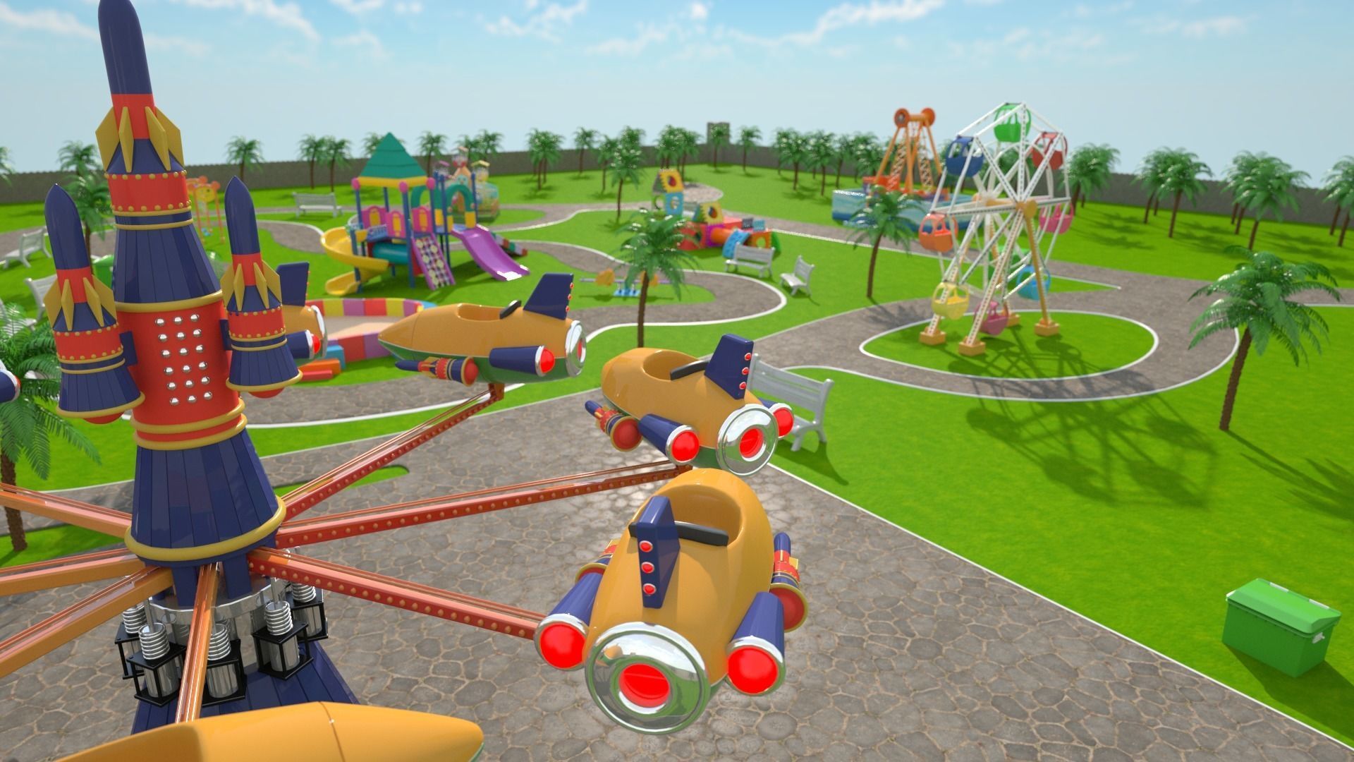Park cartoon 3D model_1