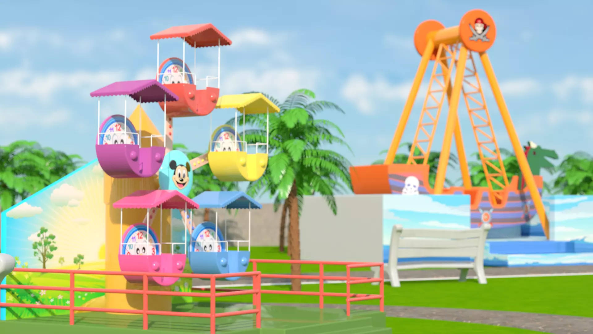 Park cartoon 3D model_0