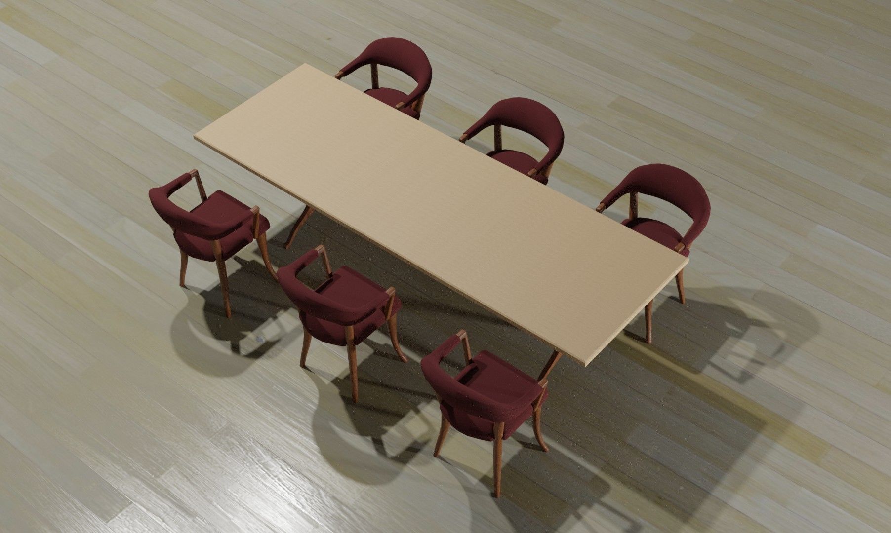 Dining set conference table with chairs 3D model_1