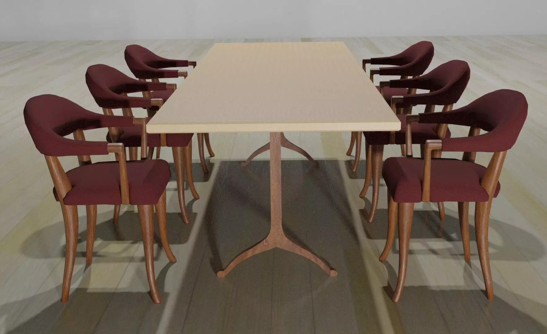 Dining set conference table with chairs 3D model_0