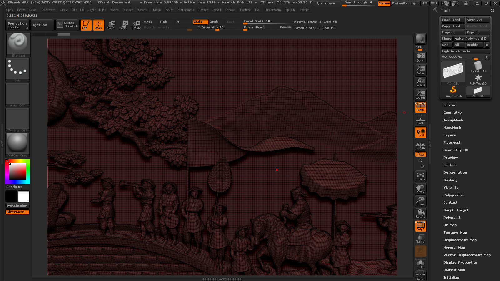 Mural landscape wood carving file stl OBJ and ZTL for CNC 3D print model_13