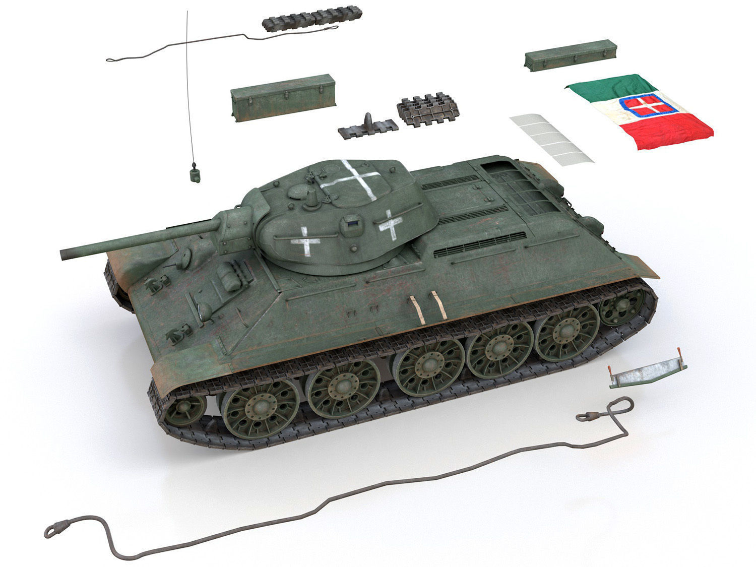 T-34-76 - Model 1942 - Soviet tank in Italian Service 3D model_11