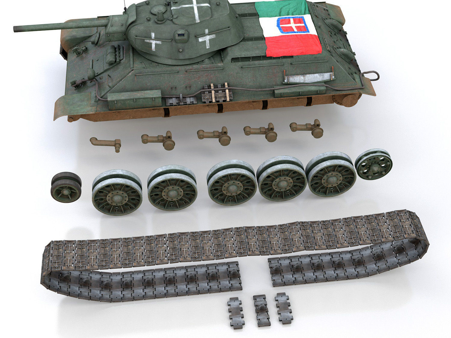 T-34-76 - Model 1942 - Soviet tank in Italian Service 3D model_10