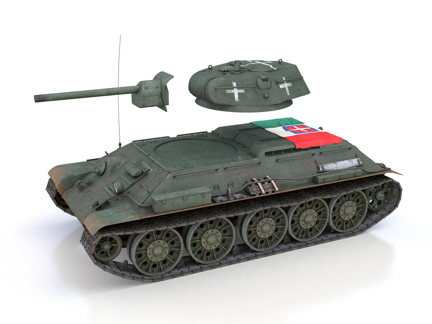 T-34-76 - Model 1942 - Soviet tank in Italian Service 3D model_9