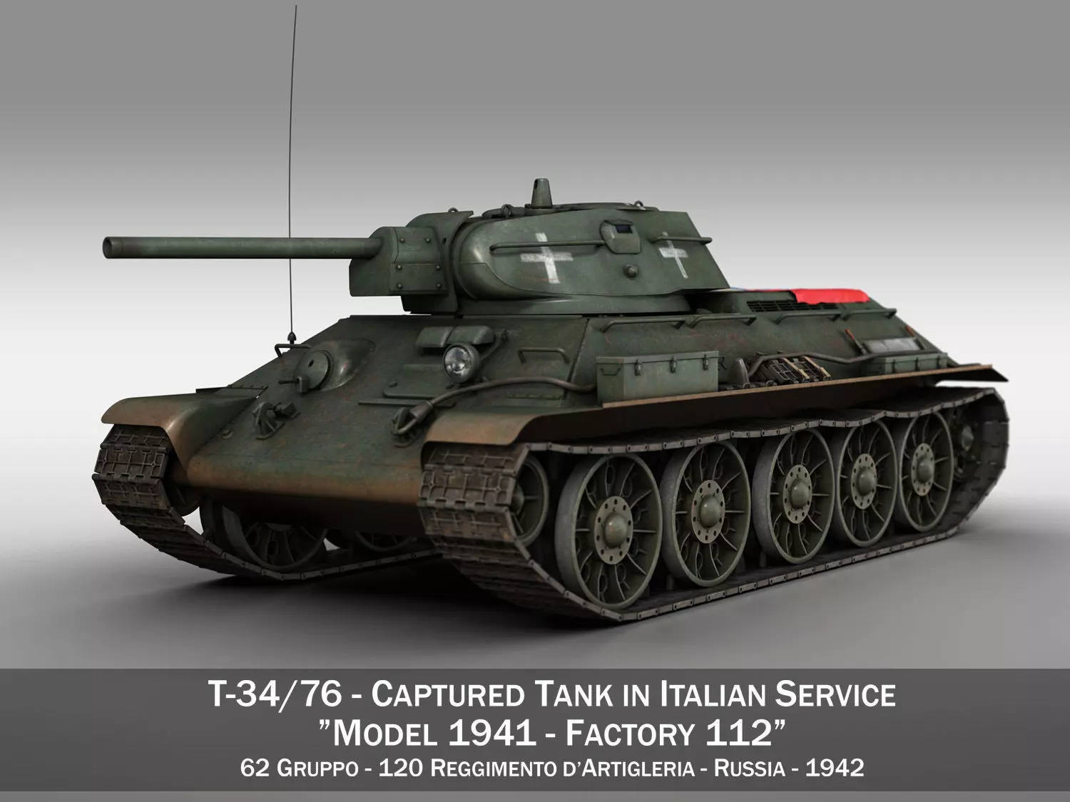 T-34-76 - Model 1942 - Soviet tank in Italian Service 3D model_0