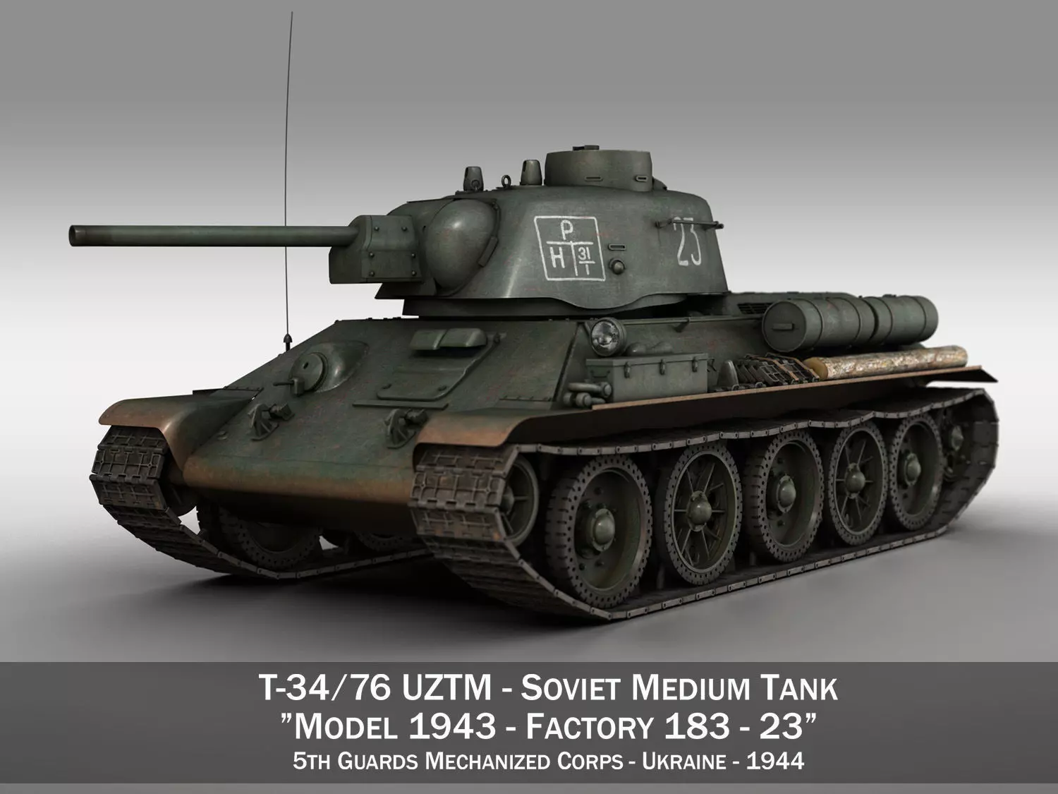T-34-76 UZTM- Model 1943 - Soviet tank - 23 3D model_0
