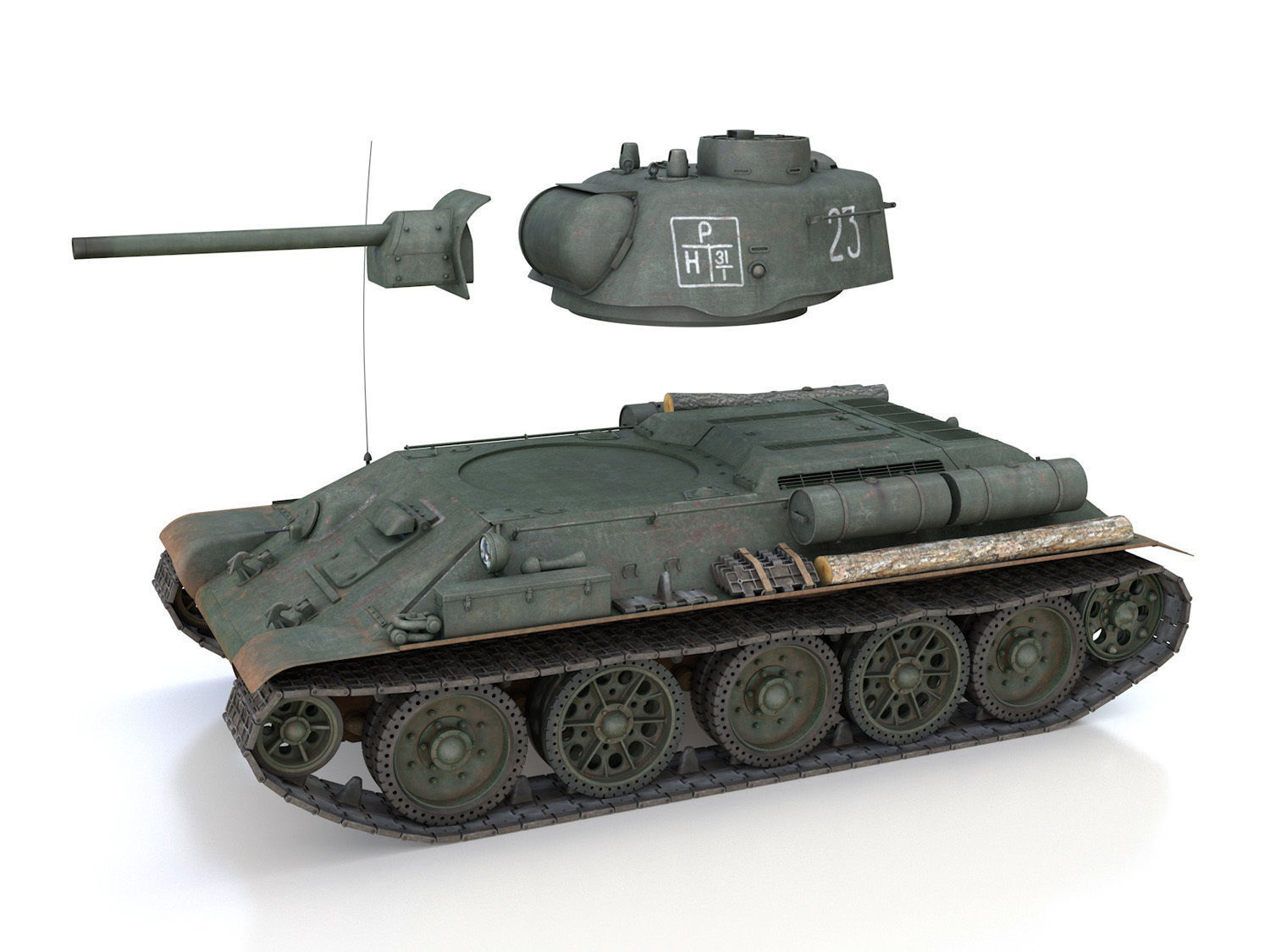 T-34-76 UZTM- Model 1943 - Soviet tank - 23 3D model_9