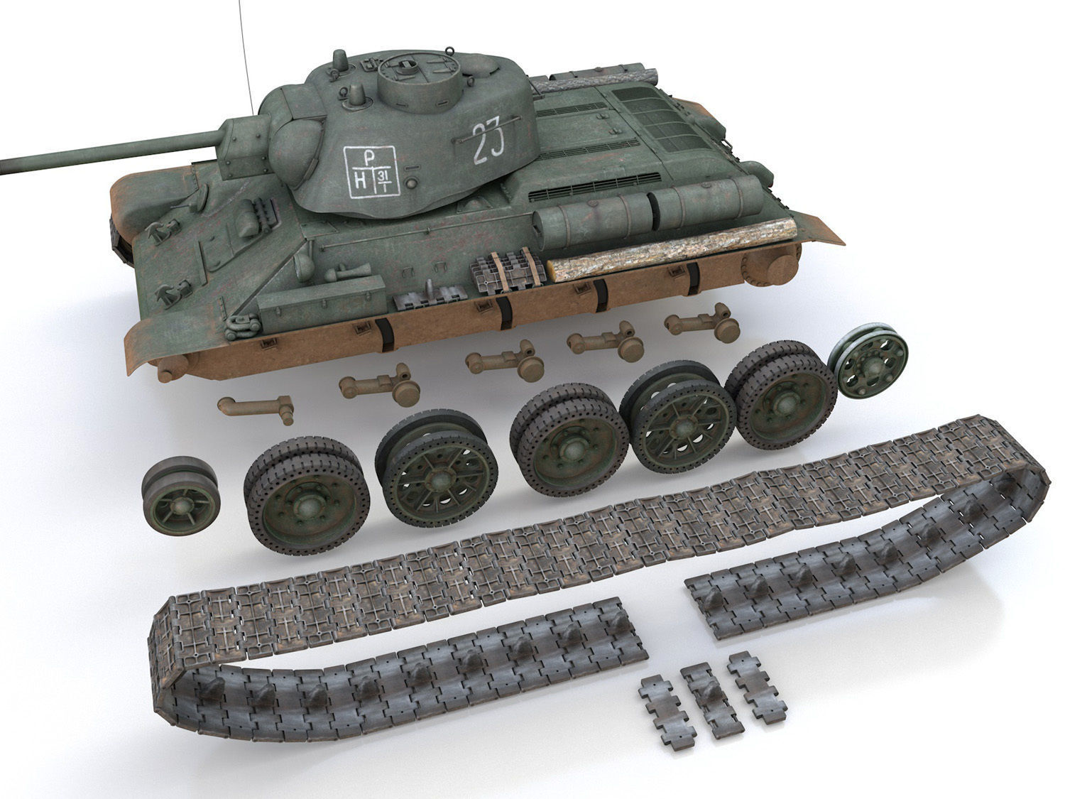 T-34-76 UZTM- Model 1943 - Soviet tank - 23 3D model_10