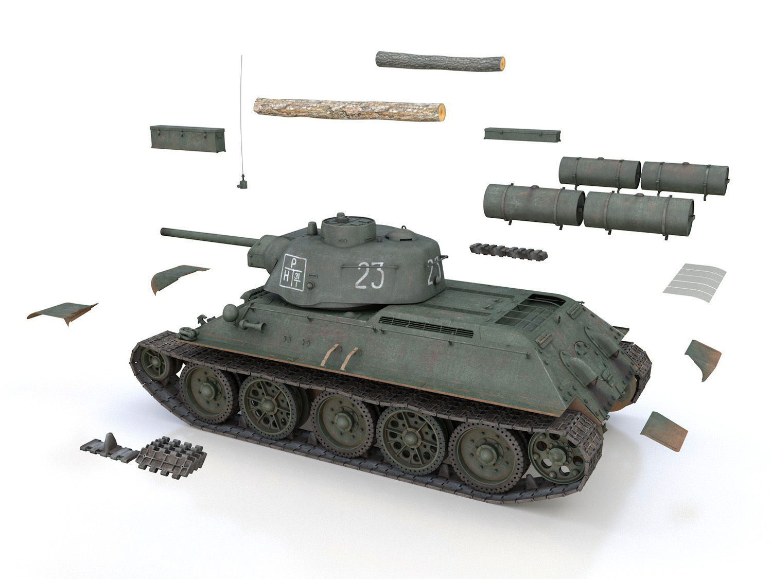 T-34-76 UZTM- Model 1943 - Soviet tank - 23 3D model_11