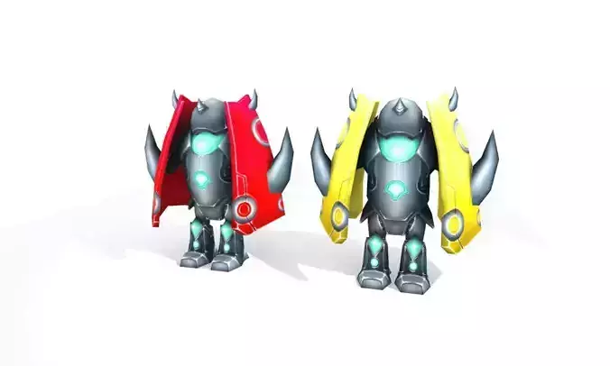 Robot lowpoly with horns Low-poly 3D model