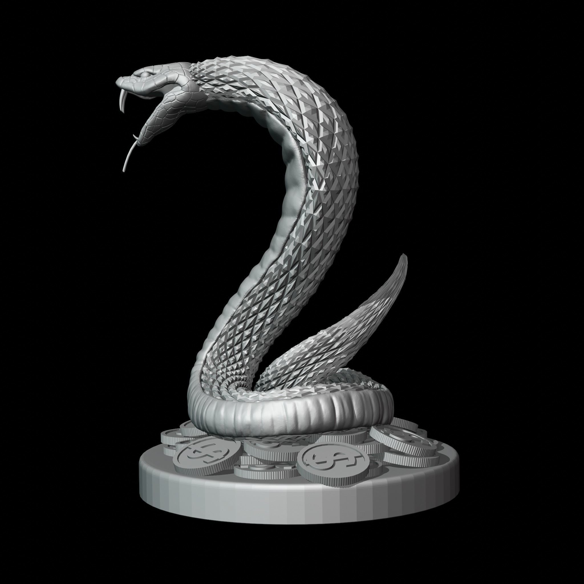 Snake sculpture 3D print model_8