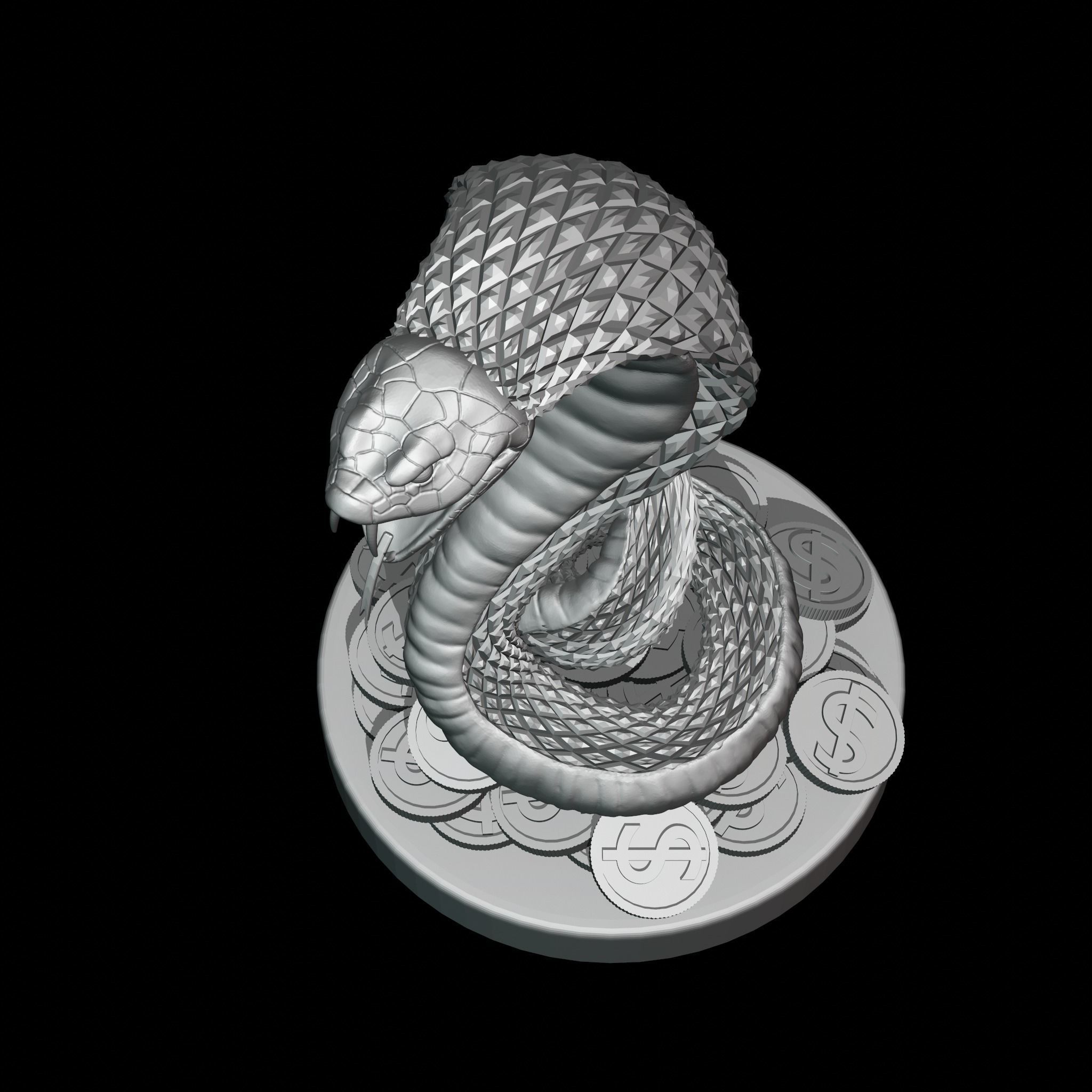 Snake sculpture 3D print model_10