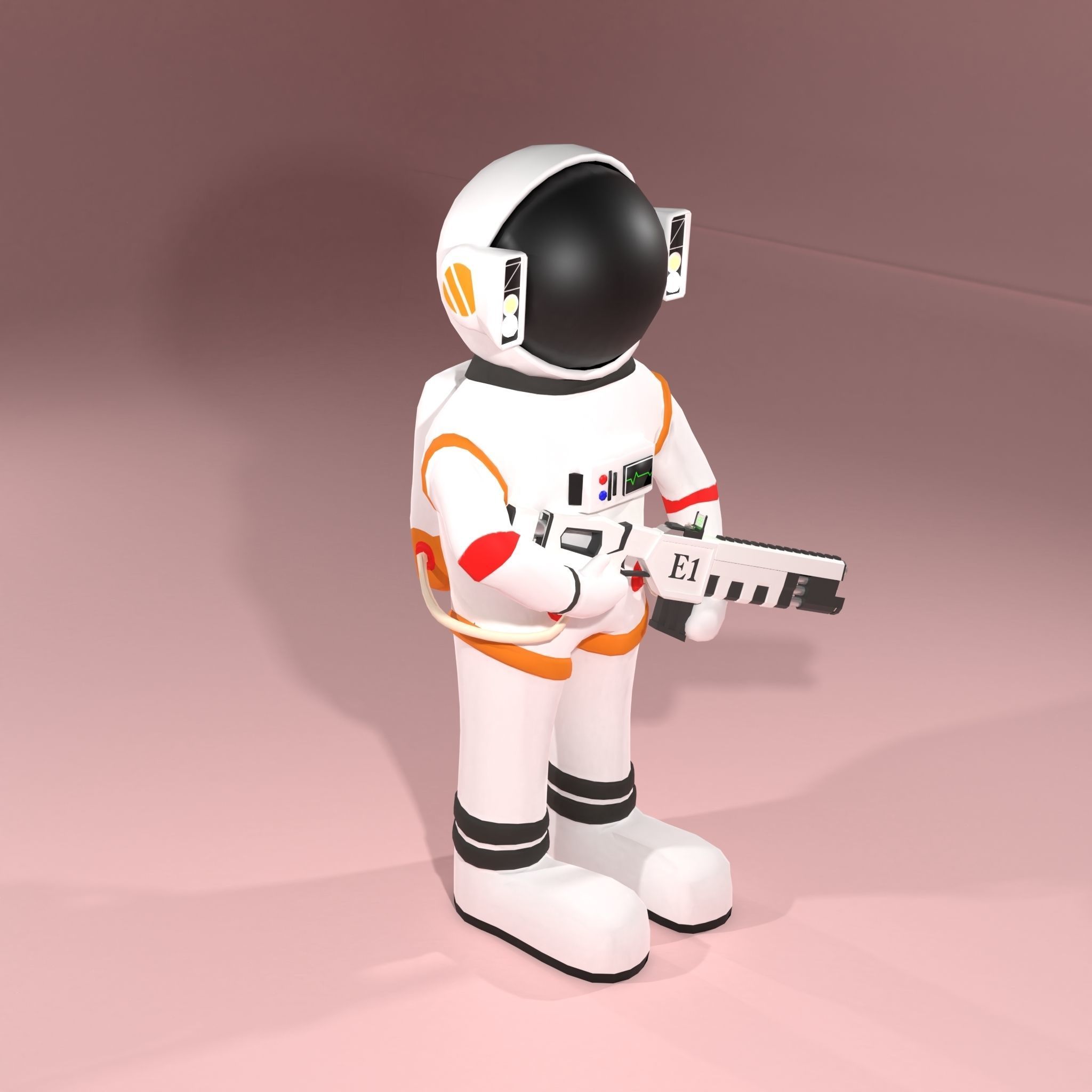 Astronaut Character spacesuit Low-poly 3D model_6