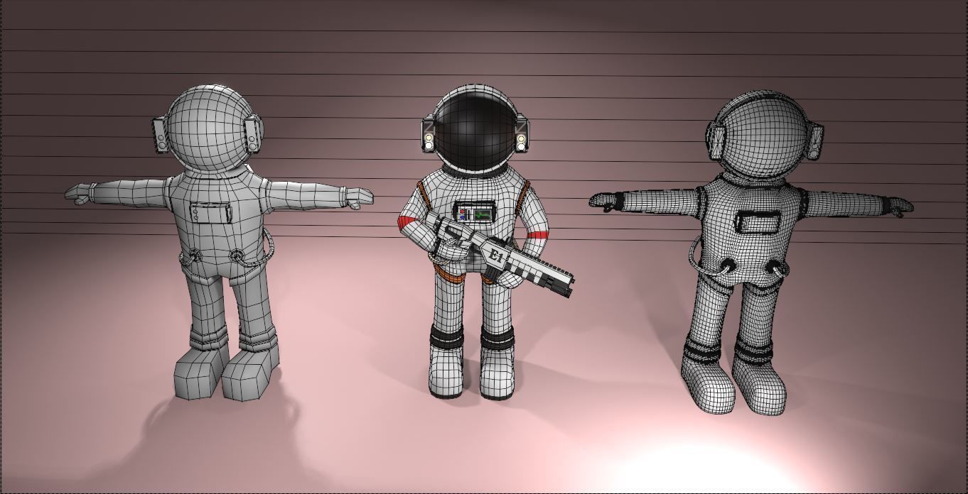 Astronaut Character spacesuit Low-poly 3D model_8
