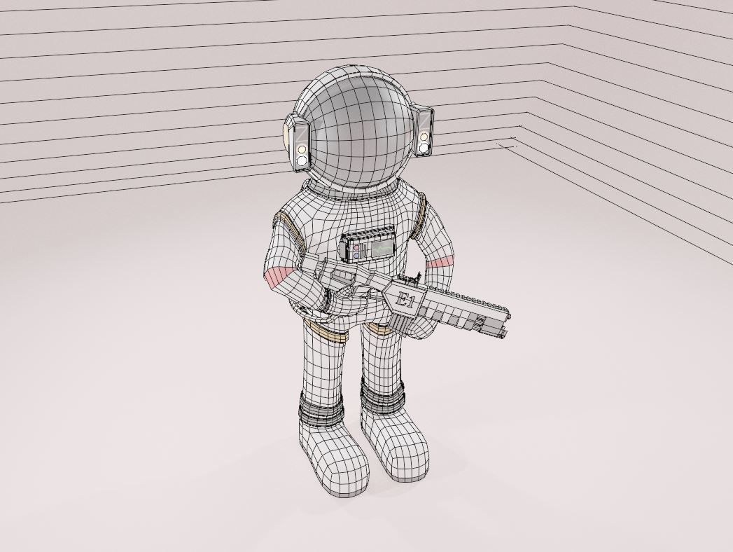 Astronaut Character spacesuit Low-poly 3D model_7