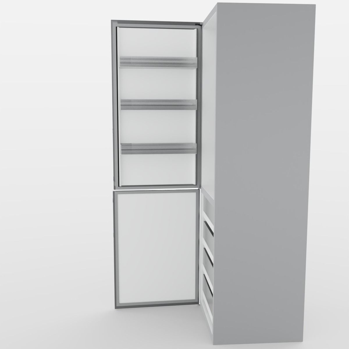 Fridge-freezer refrigerator 3D model_2