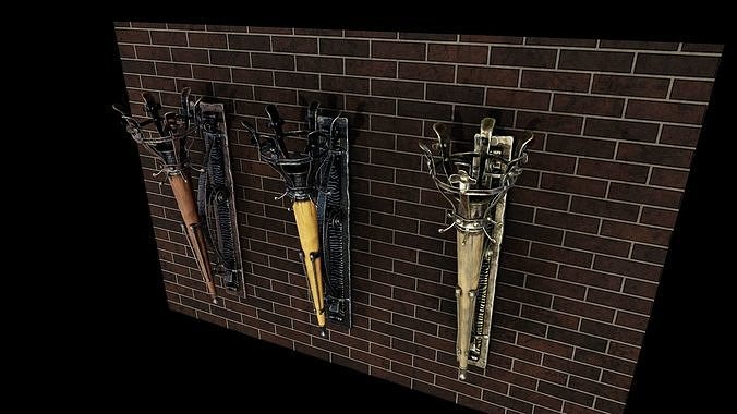 Torch - with 3 different textures sets Low-poly 3D model