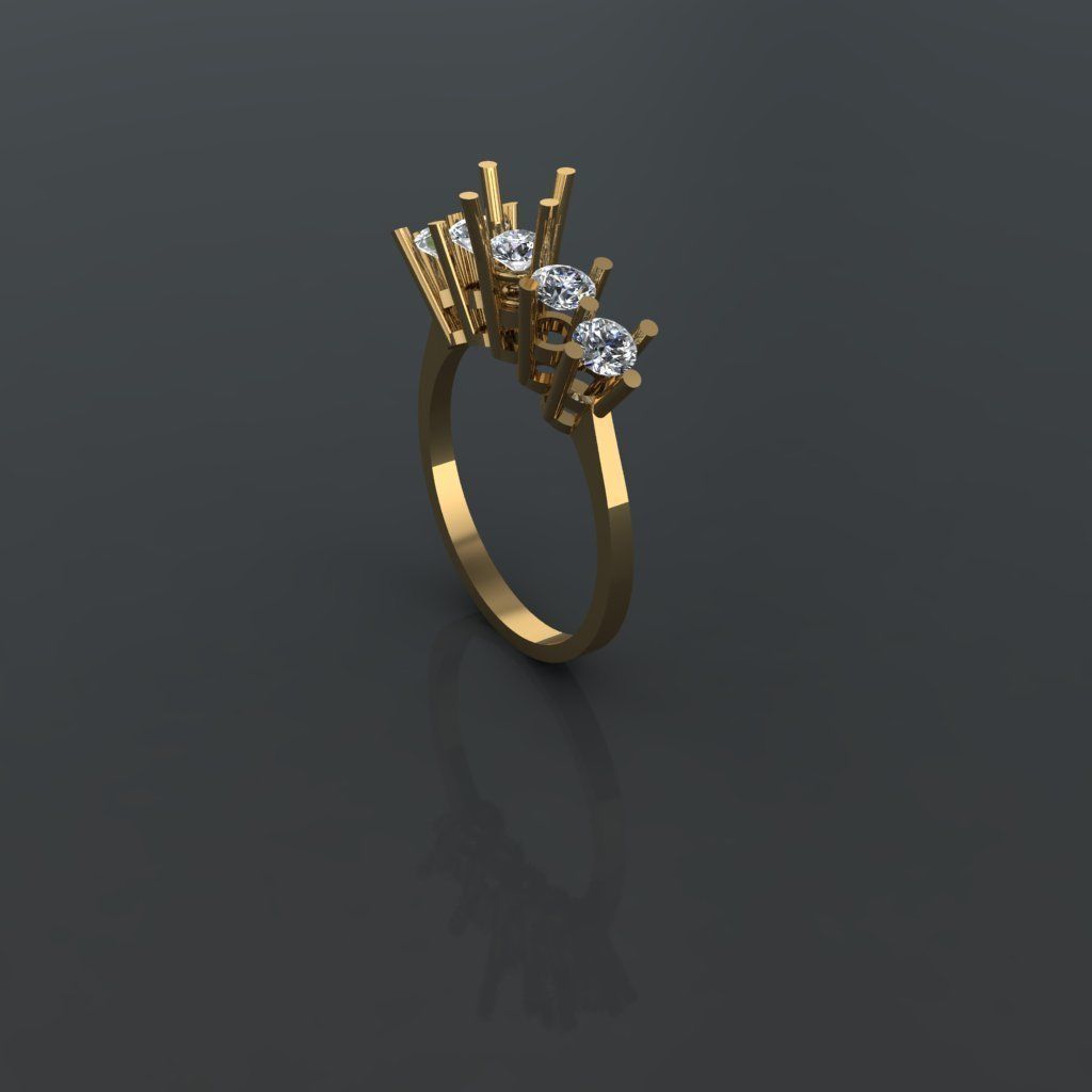 GC GOLD Y285- Diamond gold Ring 3D print model_1