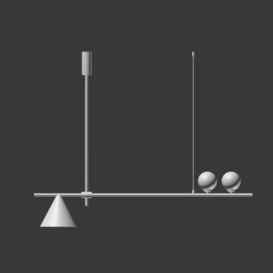 Mid Century Modern 3 Light Black 3D model_2