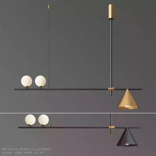 Mid Century Modern 3 Light Black