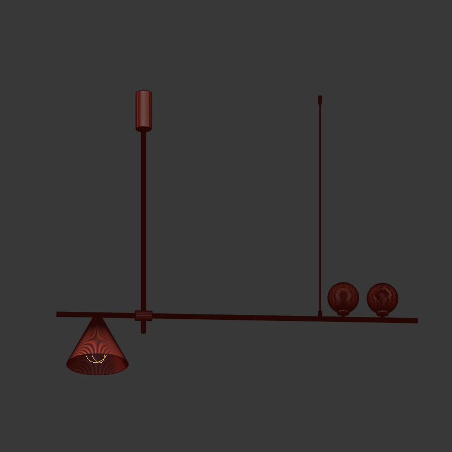 Mid Century Modern 3 Light Black 3D model_4