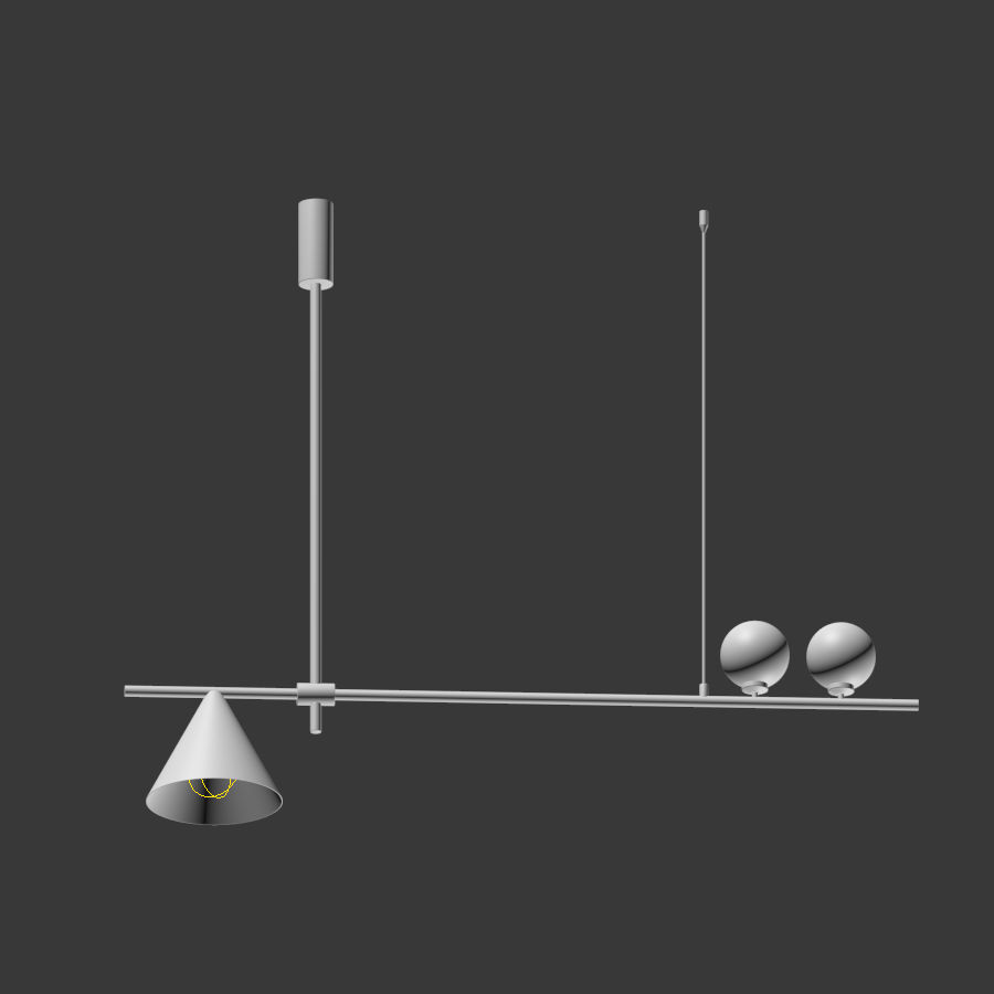 Mid Century Modern 3 Light Black 3D model_3