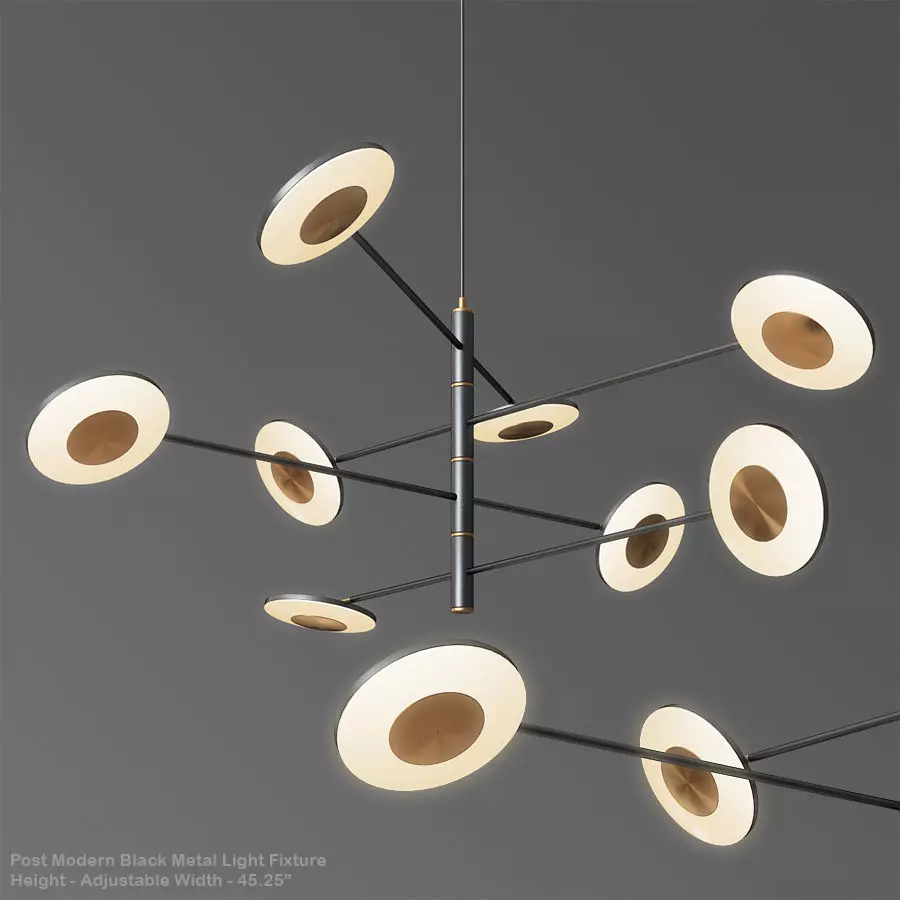 Post Modern Black Metal Light Fixture 3D model