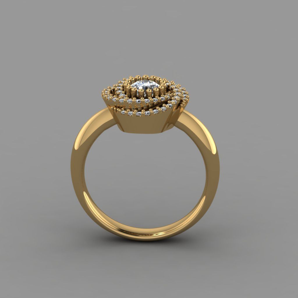 GC GOLD Y298- Diamond gold Ring 3D print model_2