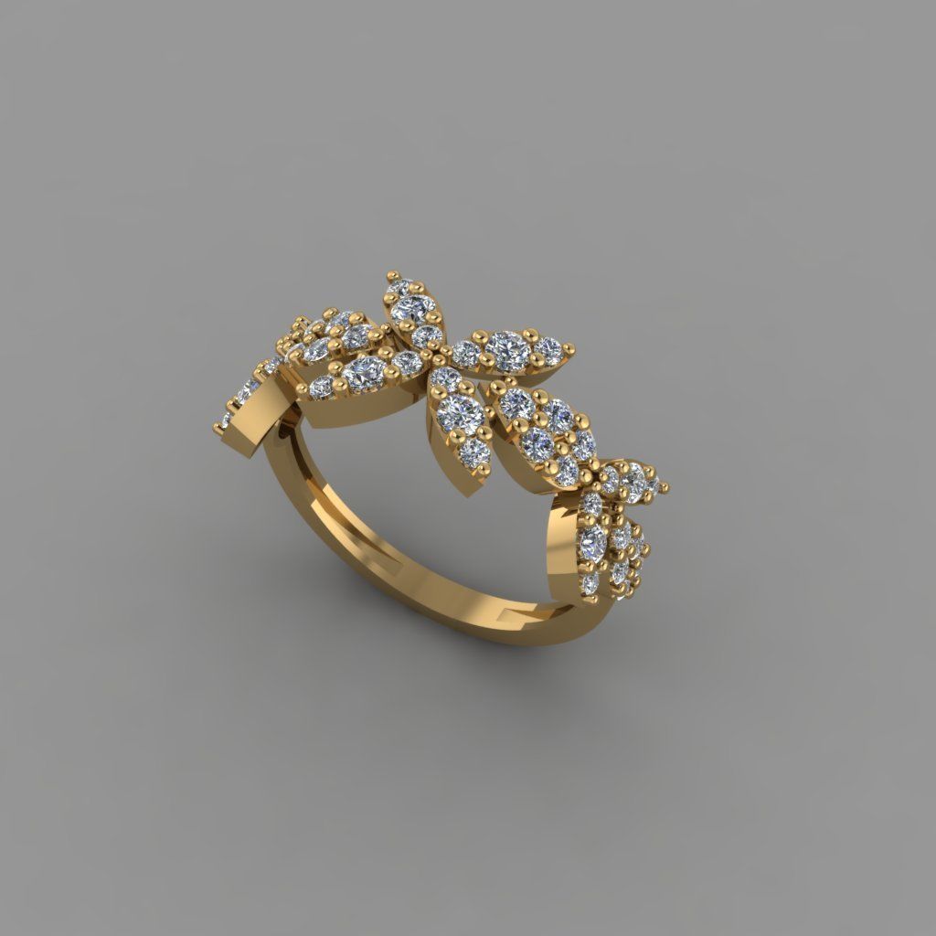GC GOLD Y301- Diamond gold Ring  3D print model_3