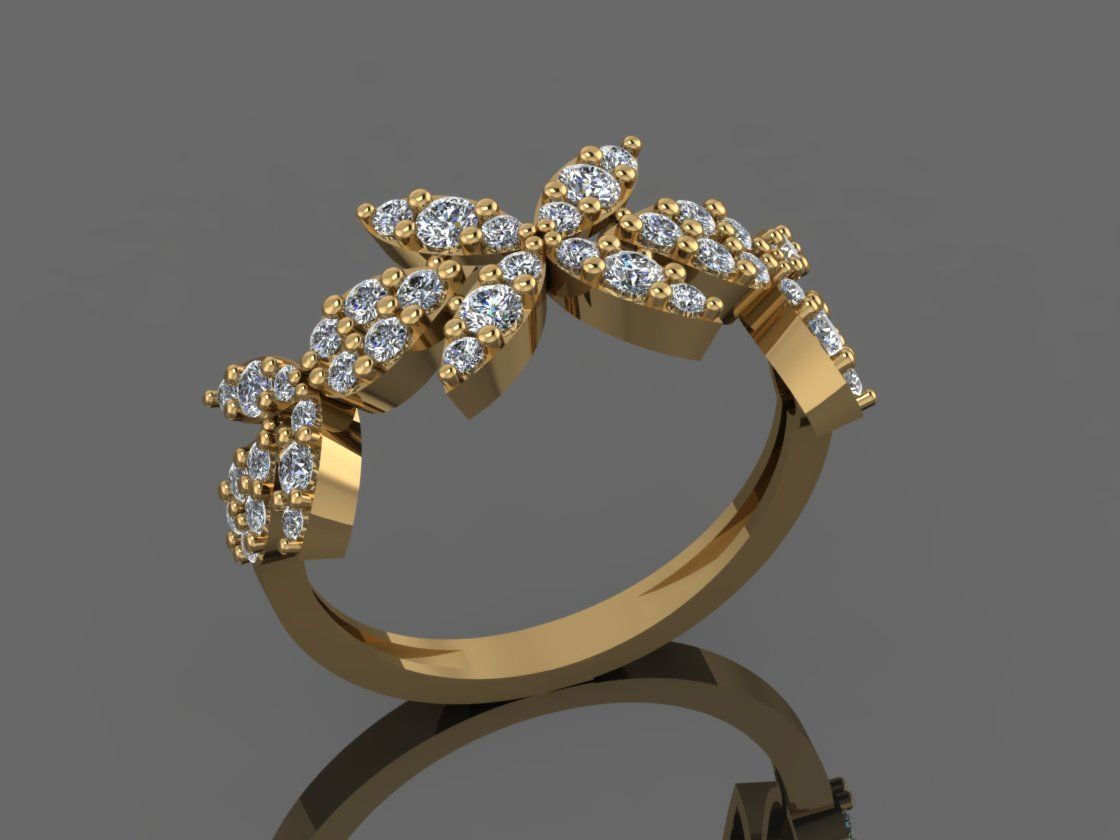 GC GOLD Y301- Diamond gold Ring  3D print model_4
