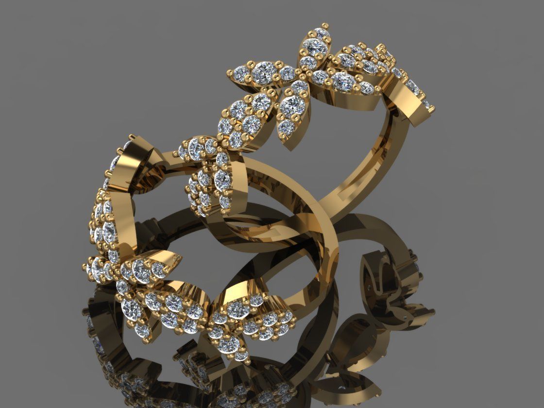 GC GOLD Y301- Diamond gold Ring  3D print model_7