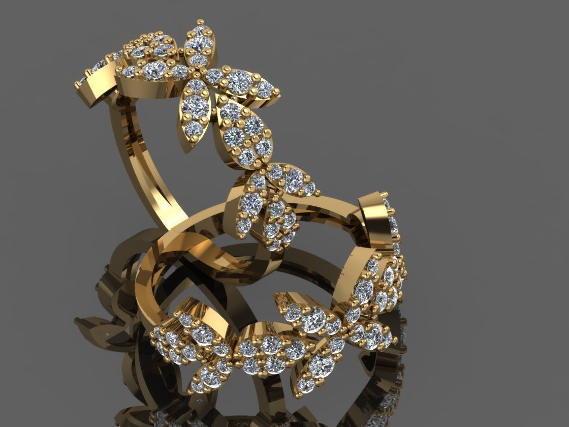GC GOLD Y301- Diamond gold Ring  3D print model_6