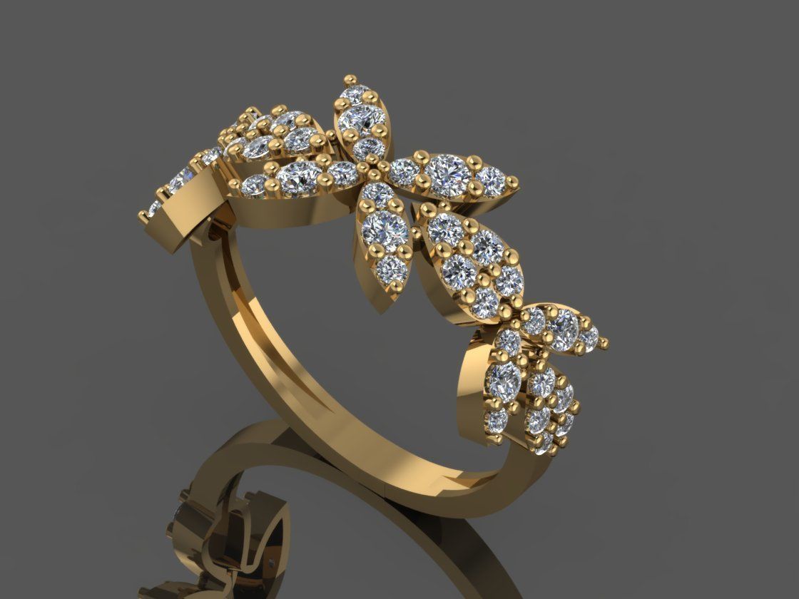 GC GOLD Y301- Diamond gold Ring  3D print model_5