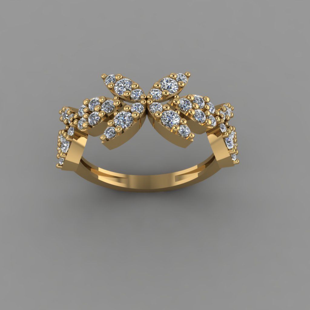 GC GOLD Y301- Diamond gold Ring  3D print model_2