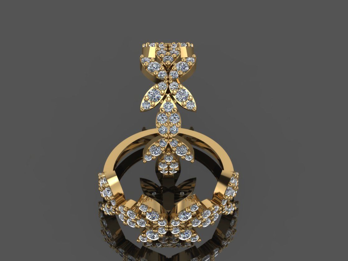 GC GOLD Y301- Diamond gold Ring  3D print model_8