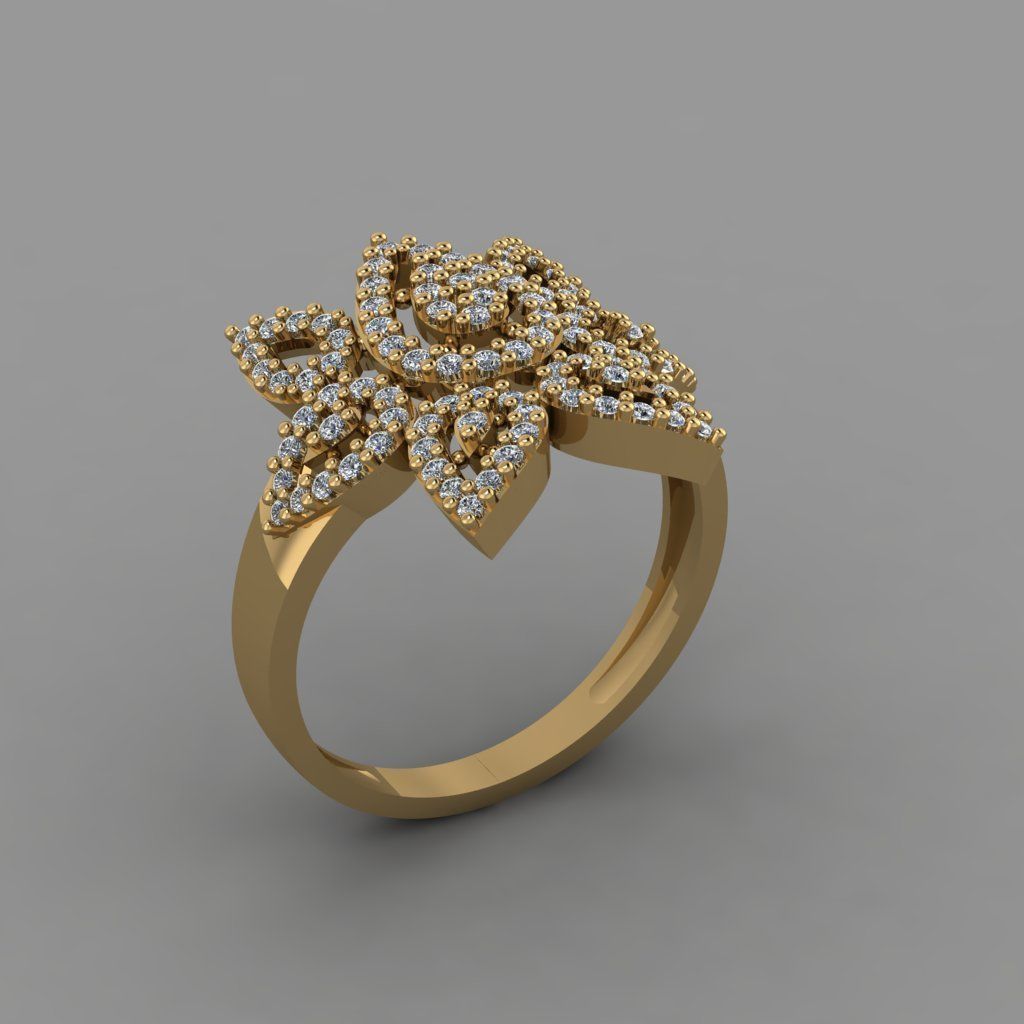 GC GOLD Y302- Diamond gold Ring 3D print model_1
