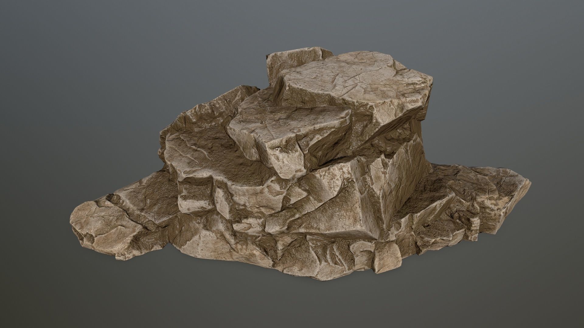 desert rocks Low-poly 3D model_4