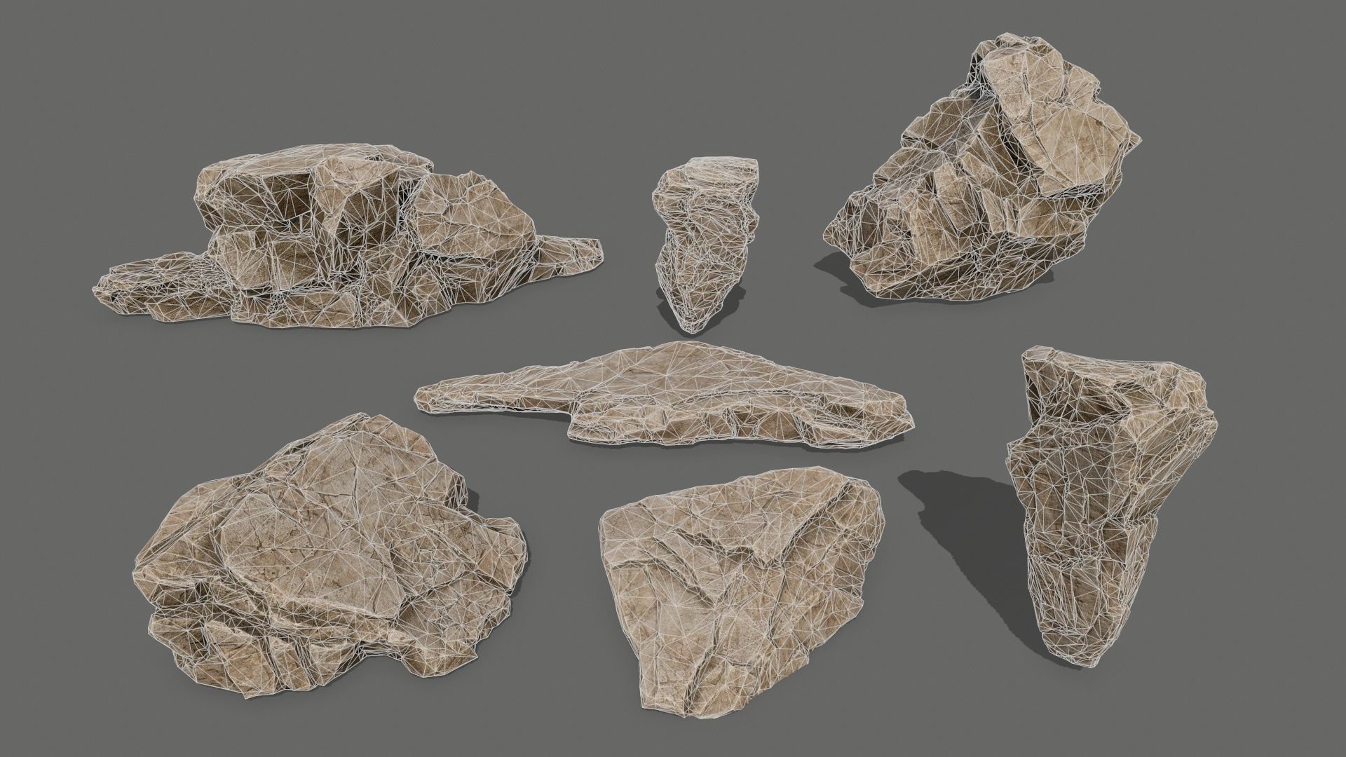 desert rocks Low-poly 3D model_16