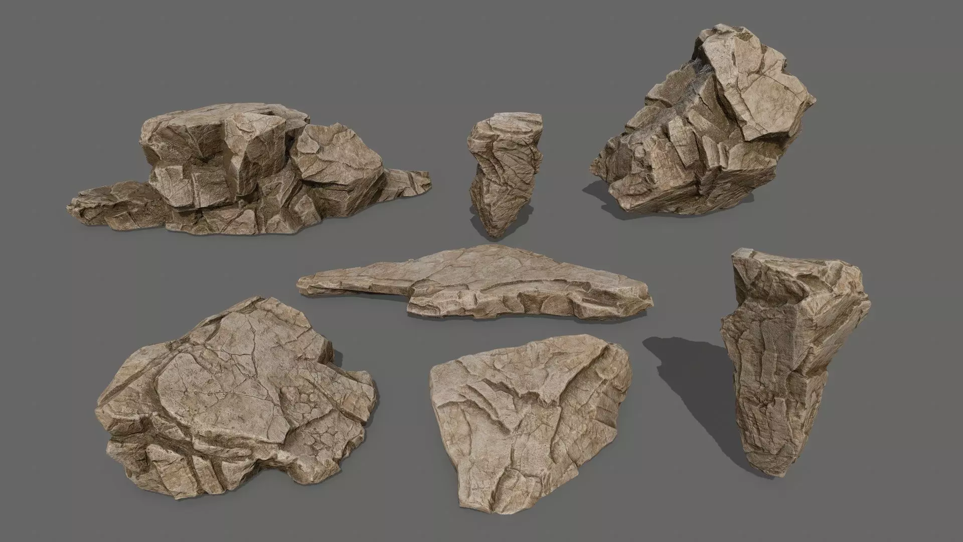 desert rocks Low-poly 3D model_0