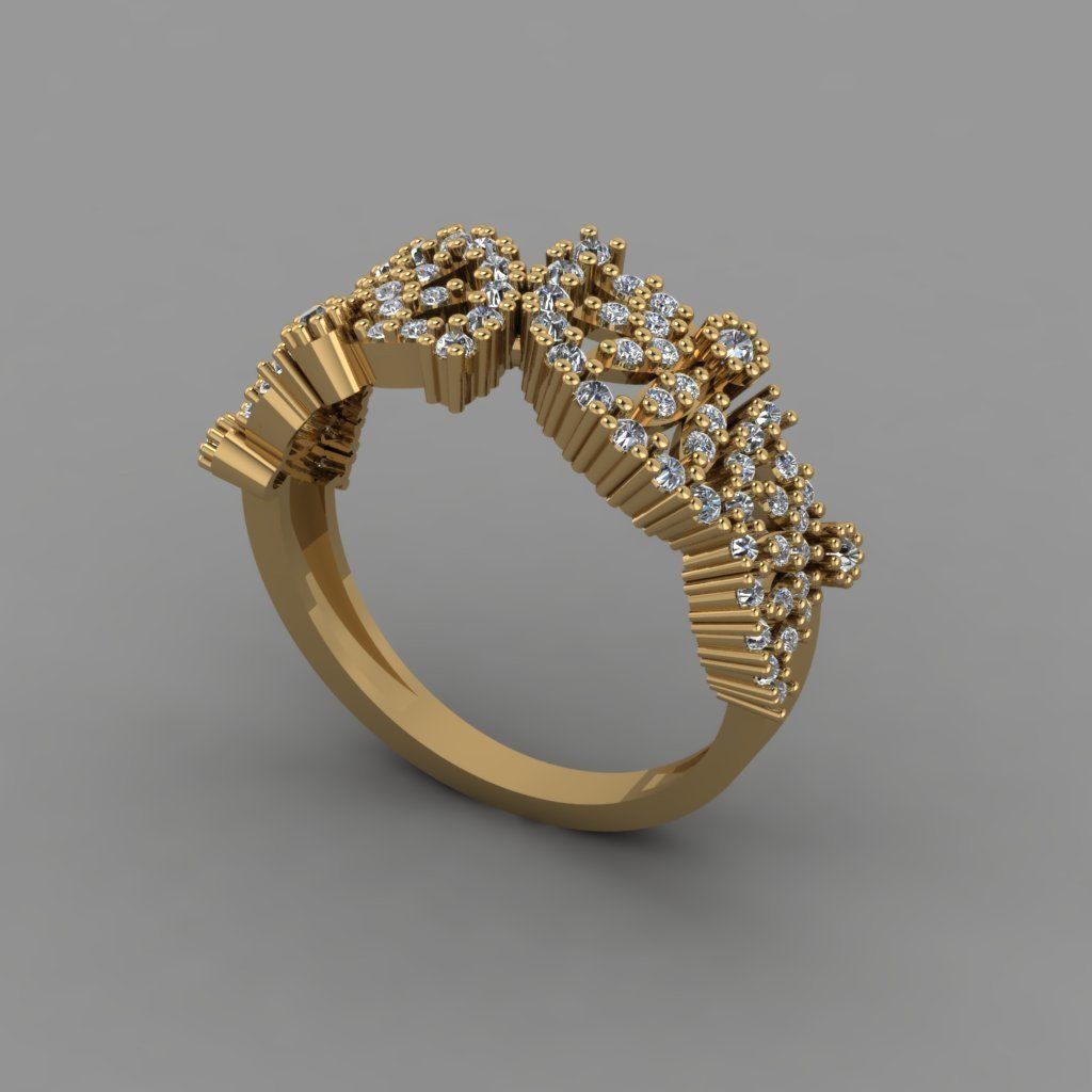 GC GOLD Y304- Diamond gold Ring  3D print model_3