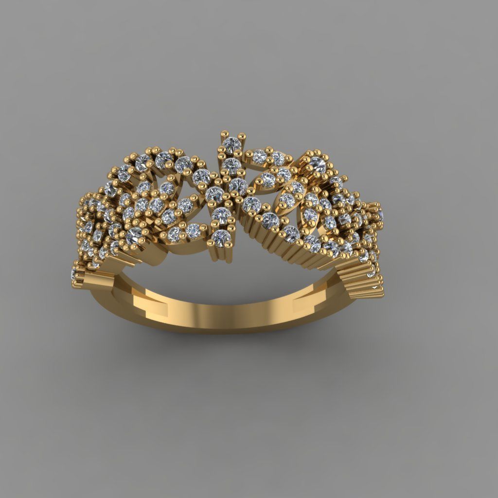 GC GOLD Y304- Diamond gold Ring  3D print model_1