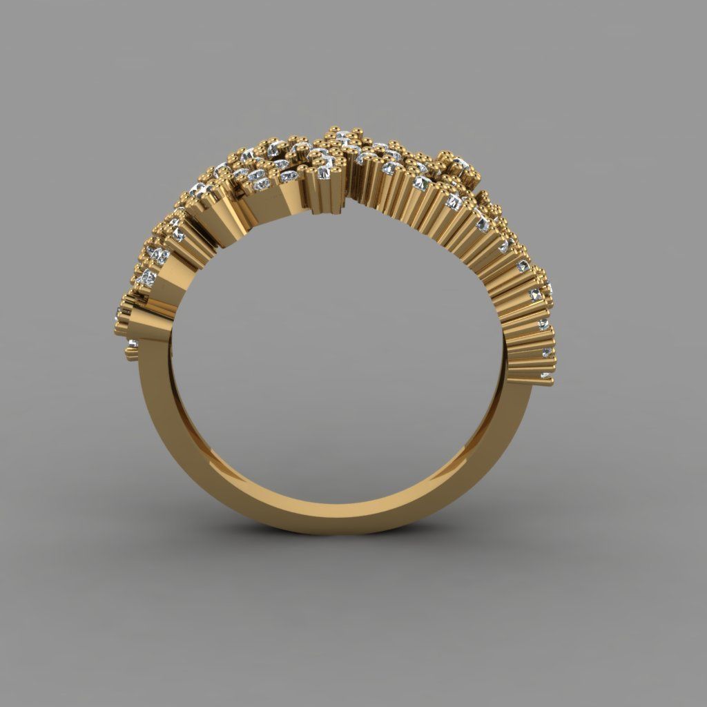 GC GOLD Y304- Diamond gold Ring  3D print model_2
