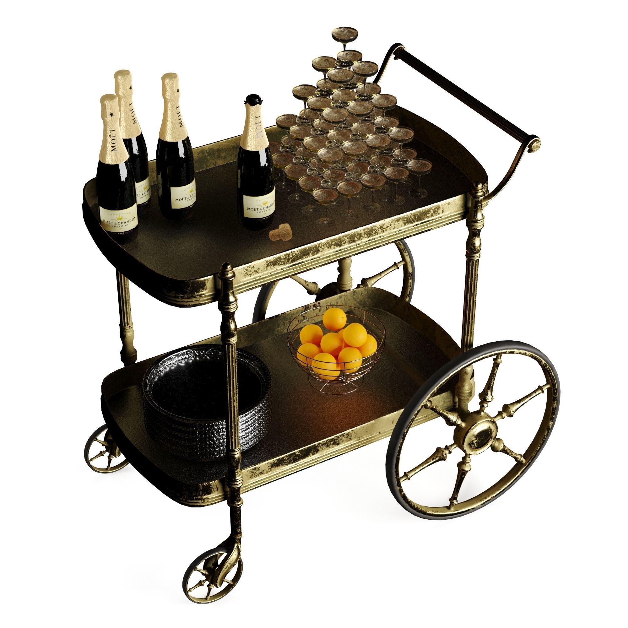 bar cart champagne 3D model_32