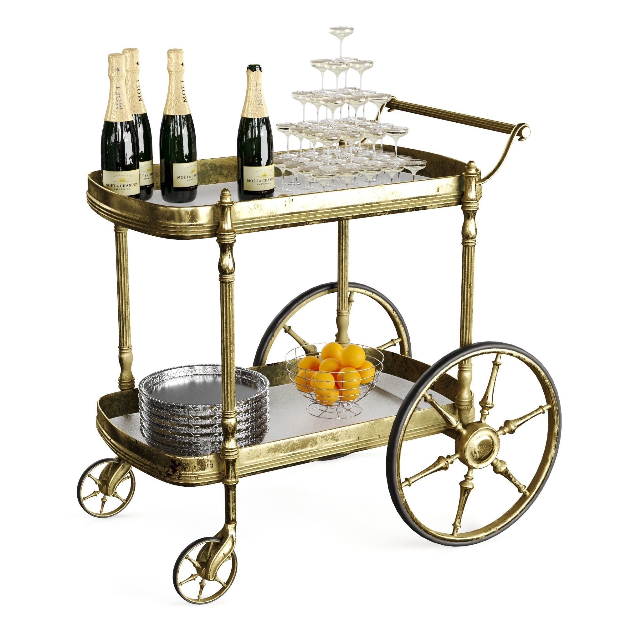 bar cart champagne 3D model_26