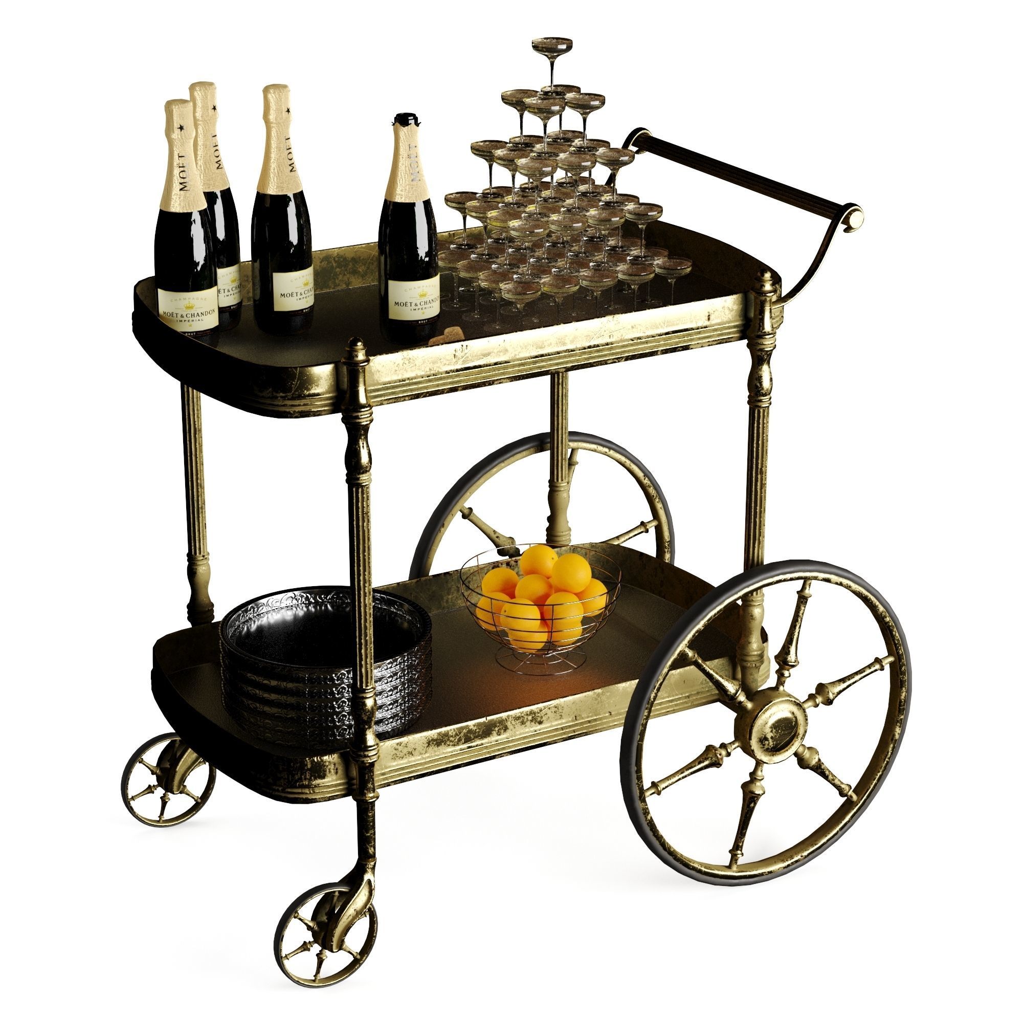 bar cart champagne 3D model_34